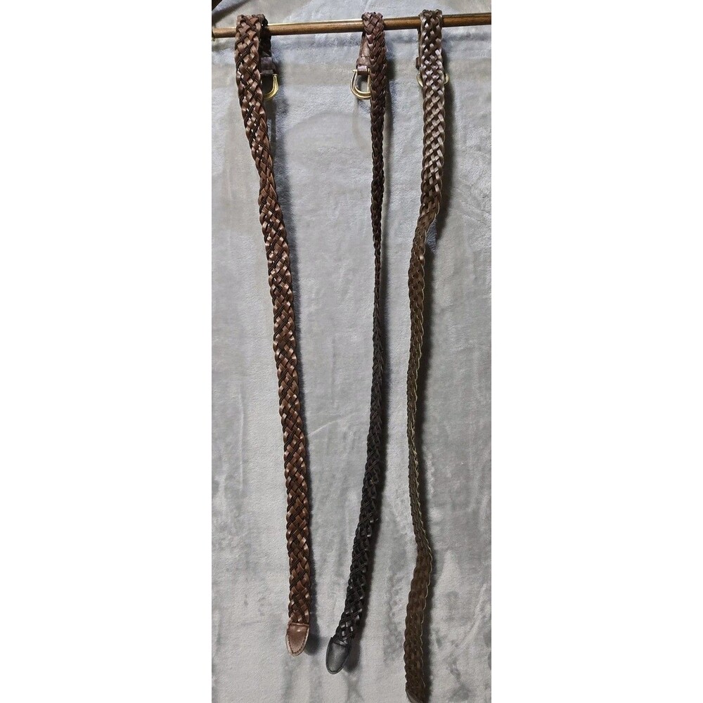 Vintage Braided Woven Womens Belts Lot Of 3 Brown 34-36"